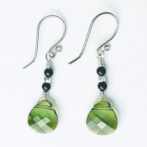 🆕️ .999 Solid Pure Silver Crystal Dangle Earrings